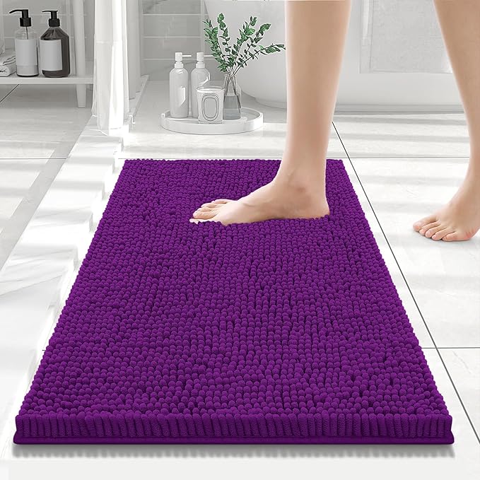 Smiry Luxury Chenille Bathroom Rugs 24x16, Extra Soft and Absorbent Shaggy Bath by Smiry