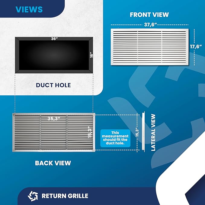 36x16 Inch Air Return Vent Cover Decorative – Premium Aluminum AC Vent Cover - Image 6
