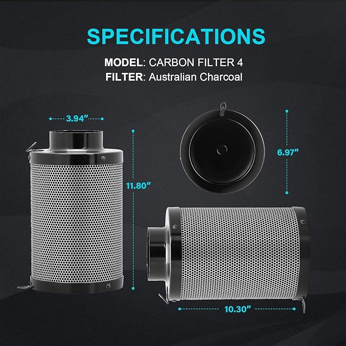 HealSmart 4 Inch Air Carbon Filter 4" Premium Australian Virgin Charcoal - Image 4