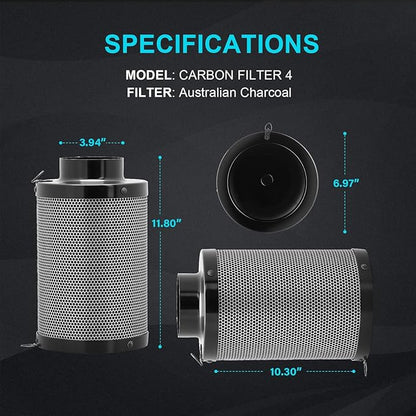 HealSmart 4 Inch Air Carbon Filter 4" Premium Australian Virgin Charcoal - Image 4