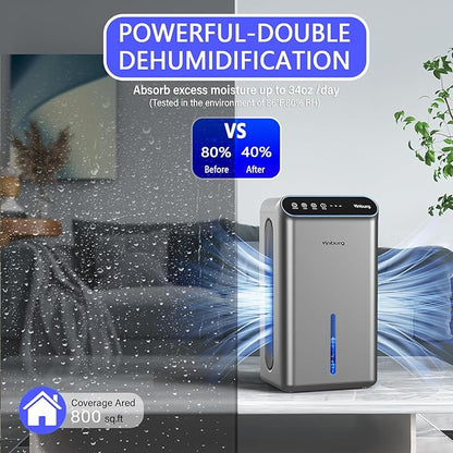 Dehumidifiers for Home Quiet Small Dehumidifier for Basement Bedroom Bathroom - Image 3