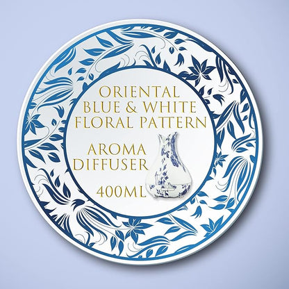 Oriental Blue-and-White Floral Pattern Grain Aroma Diffuser Ultrasonic Cool - Image 2