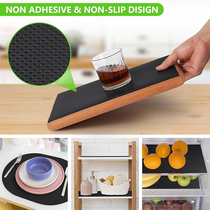 Black Shelf Liners for Kitchen Cabinets Non Adhesive Drawer Liner for Bathroom - Image 6