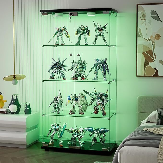 Yoluckea 4 Shelves Glass Display Cabinet by Yoluckea