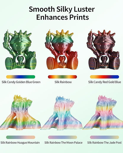LANDU Silk Rainbow PLA Filament 1.75mm, 3D Printer Multicolor Filament - Image 3