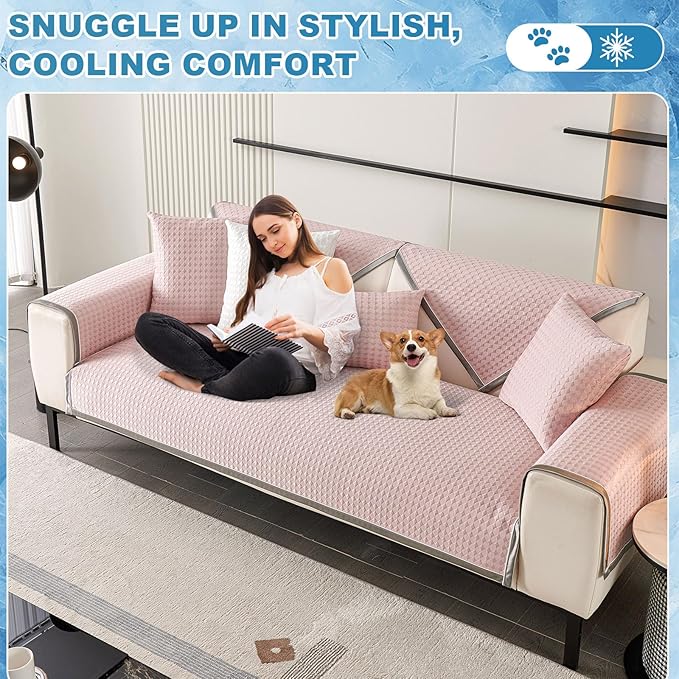 OTOB Cooling Dog Couch Cover Ice Silk Fiber, Washable & Non Slip Sofa - Image 9
