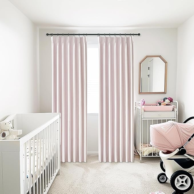 Pink Boho Blackout Curtains for Girls Room, Viral Pinch Pleated Linen Drapes - Image 8