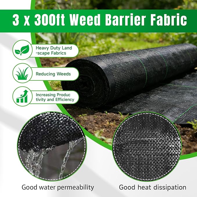 Weed Barrier Landscape Fabric Heavy Duty, Weed Block Horticultural Floor - Image 2