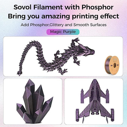 Sovol Silk PLA Filament with Purple Glitter 1kg 1.75mm, Color Changeable 3D - Image 2