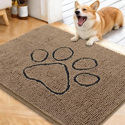 OLANLY Dog Door Mat for Muddy Paws 40x32, Paw Print Design, Absorbs Moisture by OLANLY