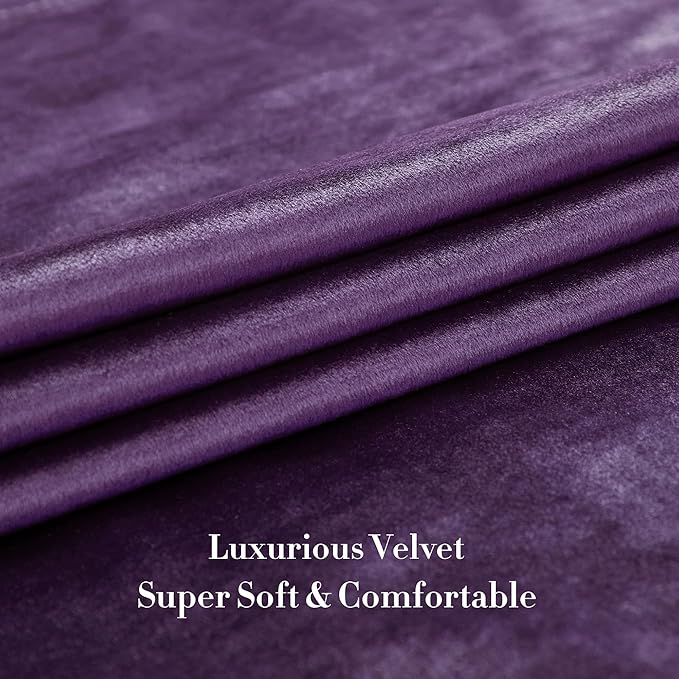 BULBUL Violet Velvet Curtains 90 inches Elegant Purple Living Room Curtain - Image 5
