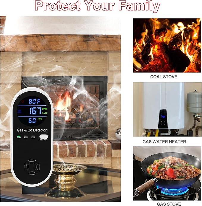 Koabbit Explosive-Gas & Carbon-Monoxide-Detectors, Plug in Carbon Monoxide Alarm - Image 6