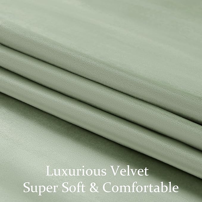 BULBUL Sage Green Velvet Curtains 96 inches Luxury Elegant Living Room Curtain - Image 5