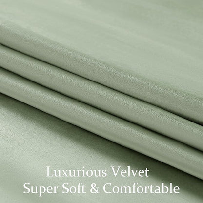 BULBUL Sage Green Velvet Curtains 96 inches Luxury Elegant Living Room Curtain - Image 5