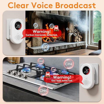3 Pack Carbon Monoxide Detectors Plug in, Voice Broadcast 4-in-1 Portable - Image 6