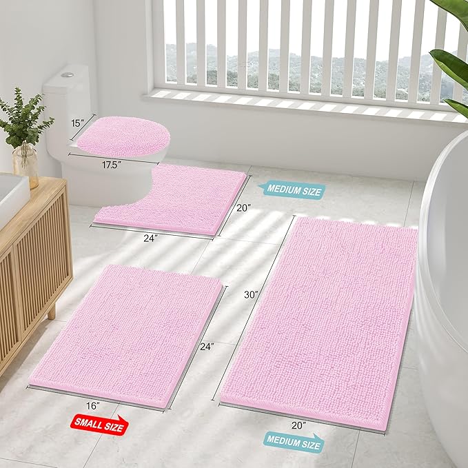 Smiry Luxury Chenille Bathroom Rugs 40x32, Extra Soft and Absorbent Shaggy Bath - Image 2