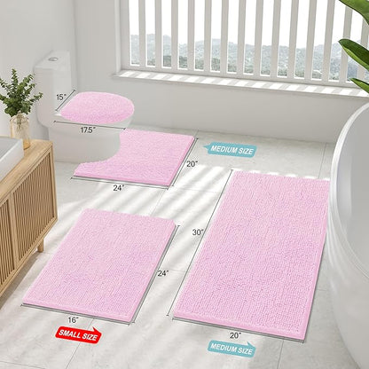 Smiry Luxury Chenille Bathroom Rugs 59x35, Extra Soft and Absorbent Shaggy Bath - Image 2