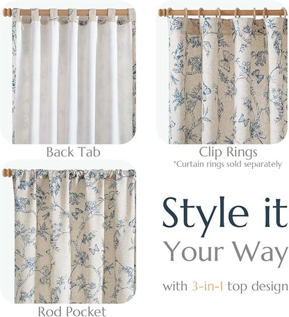 jinchan Floral Curtains Lined Linen Blend Curtain - Image 4