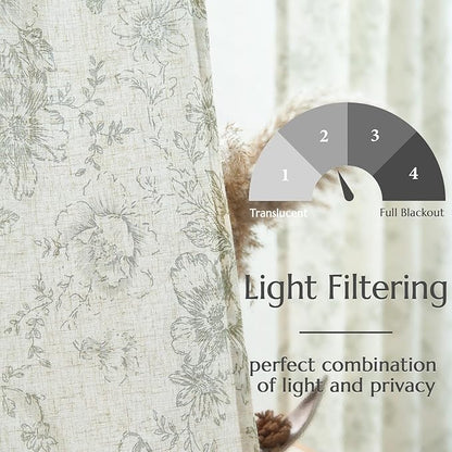 jinchan Linen Floral Curtains Extra Wide - Image 6