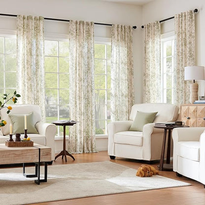 jinchan Linen Blend Floral Curtains - Image 3