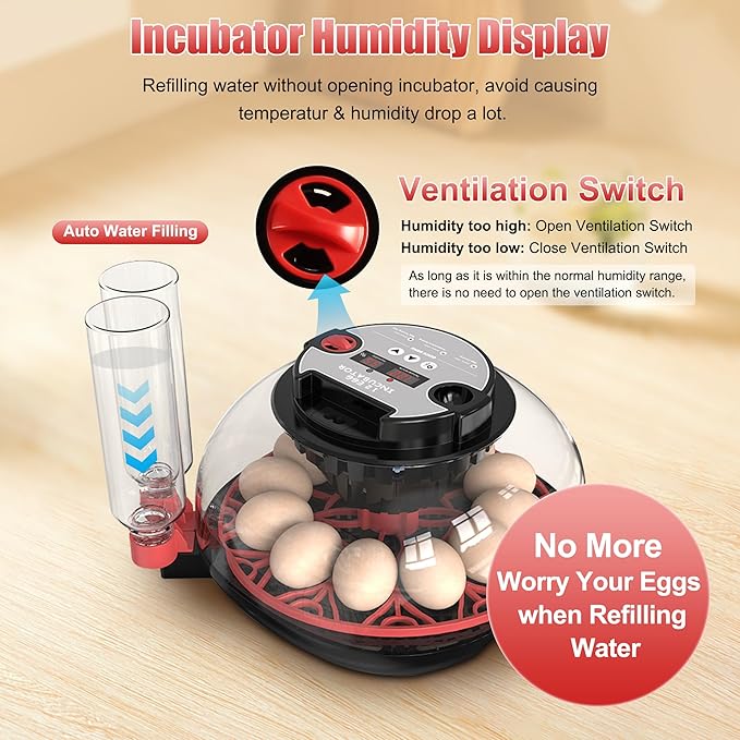 12 Egg Incubator with Temperature Control, Humidity Display, Automatic Egg - Image 3
