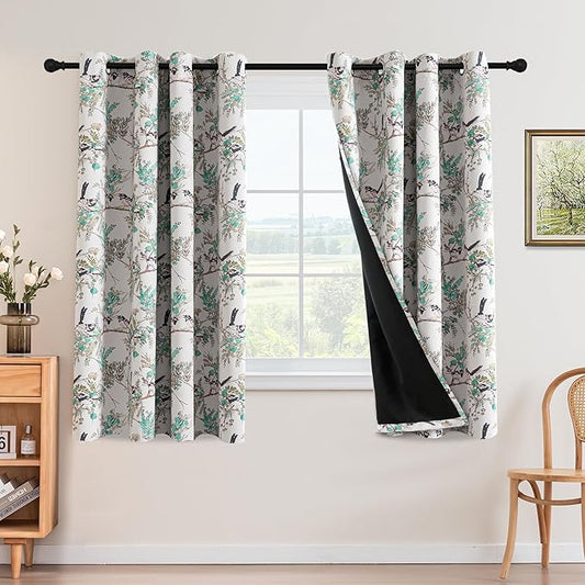 H.VERSAILTEX Floral 100% Blackout Vintage Curtains 63 inch Length 2 Panels by HVERSAILTEX