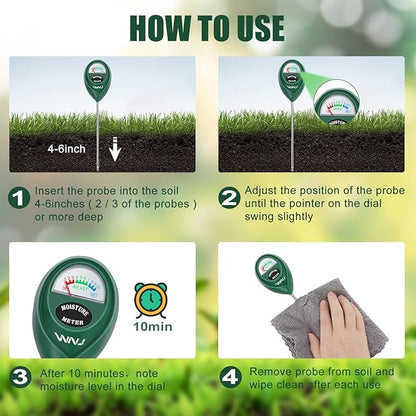 WNJ 2 Pack Soil Moisture Meter, Plant Water Monitor, Lawn Moisture Meter，Soil - Image 3