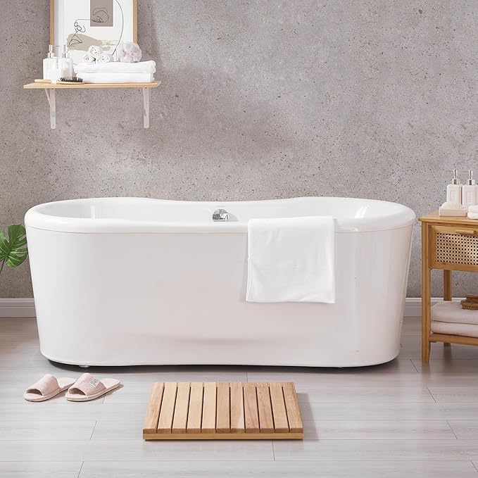 bingaai Cedar Wood Bath Mat 21"×21" Square, Cedar Wooden Bath Mats, Wood Shower - Image 7
