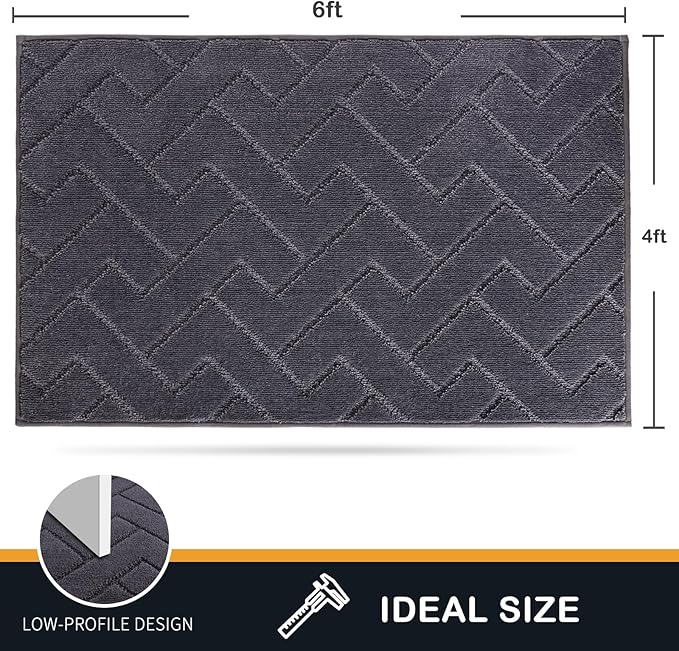 PURRUGS Easy Care Area Rug 4ft x 6ft, Non-Slip Machine Washable Entry Rug - Image 2