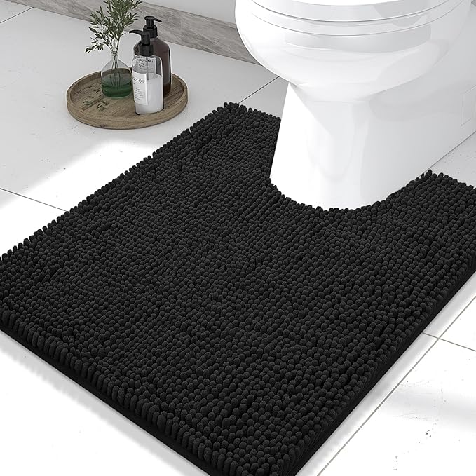 Smiry Luxury Chenille Toilet Rugs U-Shaped 24x20, Soft Absorbent Non-Slip by Smiry