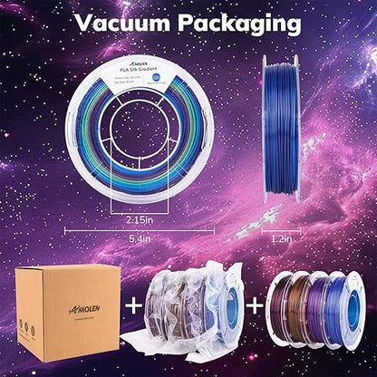 AMOLEN Silk PLA Filament Bundle, 3D Printer Filament Gradient 1.75mm Silk Shiny - Image 6