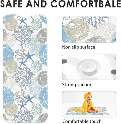 Sea Shells Coral Seashell Bath Mat Non Slip, Starfish Underwater 40X16 Inch - Image 4