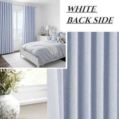 Dusty Blue Blackout Nursery Curtains 90 Inch Length - Image 6