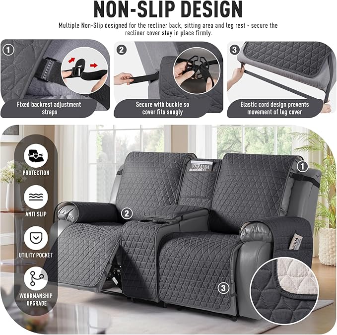 TAOCOCO 100% Waterproof Loveseat Recliner Couch Sofa Covers - Image 5