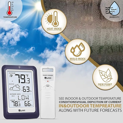 Indoor Outdoor Thermometer Wireless Weather Station, Temperature Humidity - Image 3