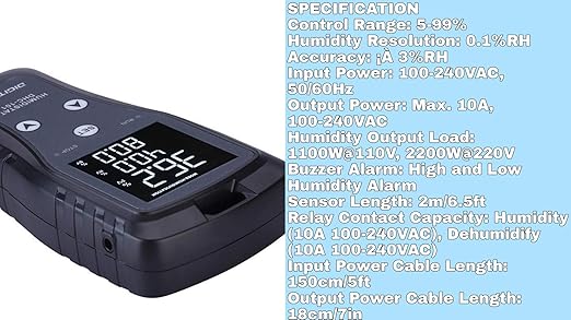 DIGITEN Digital Humidity Controller Humidistat Pre-Wired Plug Simple-Stage AC - Image 8