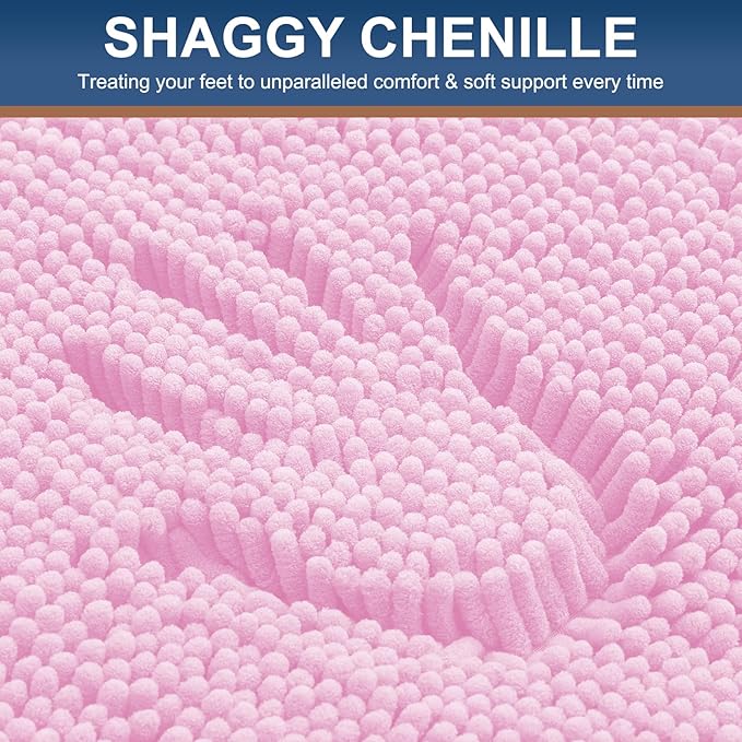 Smiry Luxury Chenille Bathroom Rugs 47x17, Extra Soft and Absorbent Shaggy Bath - Image 3