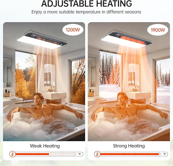 Bathroom Fan with Light and 1900W Heater, 180 CFM Ventilation, Remote Control - Image 6