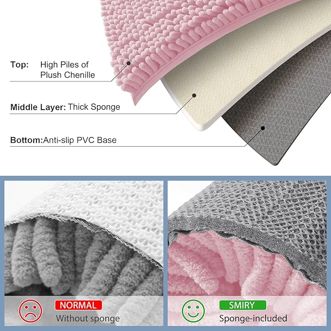 Smiry Luxury Chenille Bathroom Rugs 30x20, Extra Soft and Absorbent Shaggy Bath - Image 5