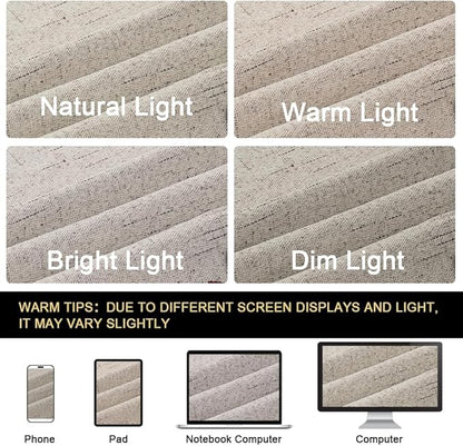 PrinceDeco Linen Texture Curtains Soild 100% Blackout Thermal Insulated - Image 8