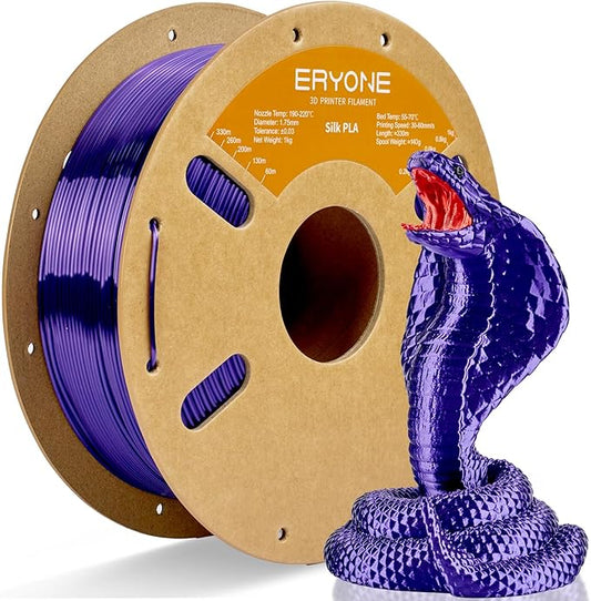 ERYONE Silk PLA Filament for 3D Printer, 1.75mm +/- 0.03mm, Dark Purple by ERYONE