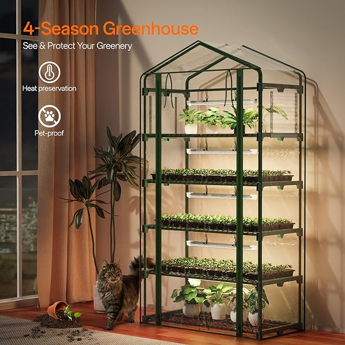 Bstrip Indoor Greenhouse with Grow Light, 5-Tier Large Green House, PVC Tent - Image 2