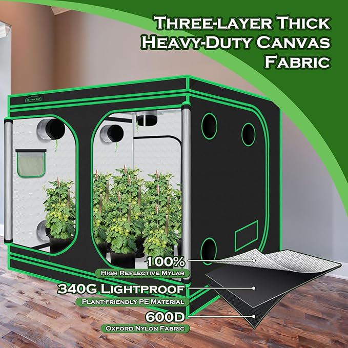 Grow Tent 96"x96"x78", High Reflective Mylar Dark Room - Image 5