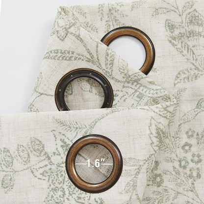 Vangao Green Floral Linen Curtains - Image 3