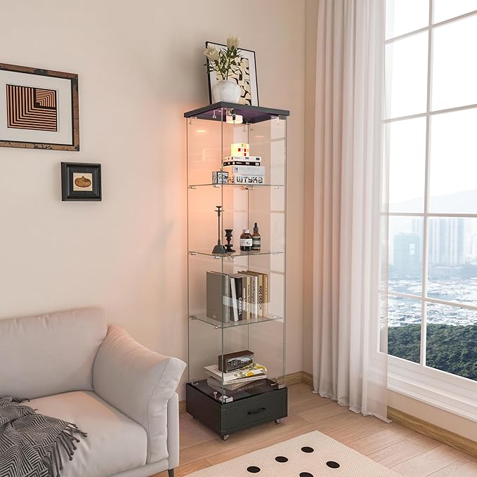 Yoluckea 4-Tier Glass Display Cabinet by Yoluckea