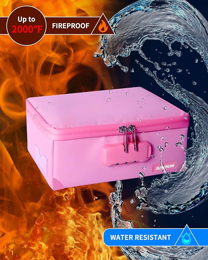 JUNDUN Index Card Holder with Lock, Collapsible Fireproof Index Card Box fits - Image 2