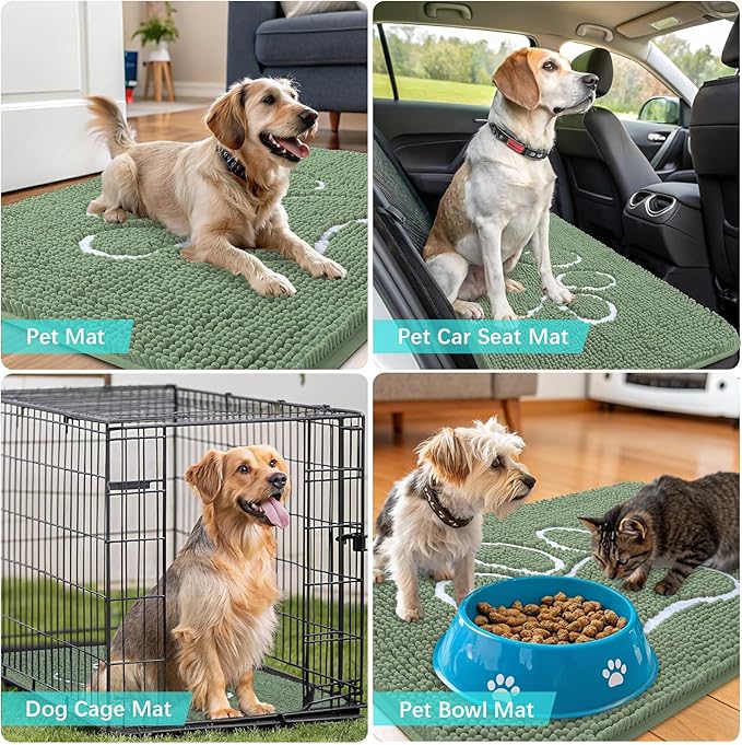 OLANLY Dog Door Mat for Muddy Paws 48x30, Paw Print Design, Absorbs Moisture - Image 7