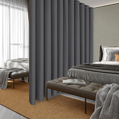 Hiasan Patio Sliding Door Curtain Panel, Dark Grey Room Divider Grommet - Image 7