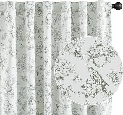 jinchan 95% Blackout Floral Curtains 84 Inches Long, Printed Flower Sage Green - Image 8