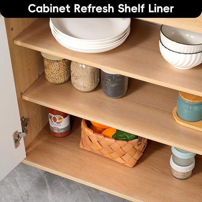 Shelf and Drawer Liner for Kitchen Cabinet, Non Adhesive Durable EVA Shelf Paper - Image 5